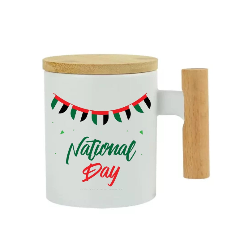 Ceramic Coffee Mug with Bamboo Handle & Lid – Elegant, Eco-Friendly Drinkware