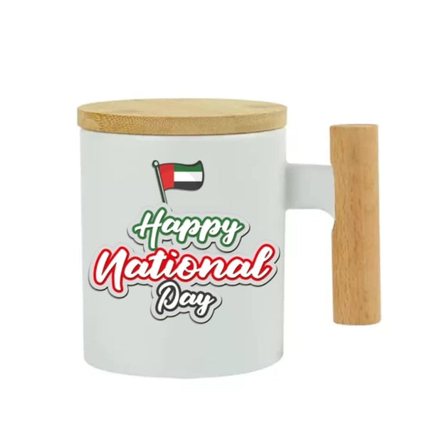 Ceramic Coffee Mug with Bamboo Handle & Lid – Elegant, Eco-Friendly Drinkware