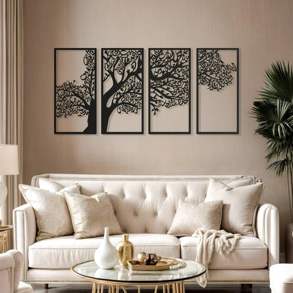 Acrylic Tree of Surahs (4 Quls) Islamic Wall Art Set of 4