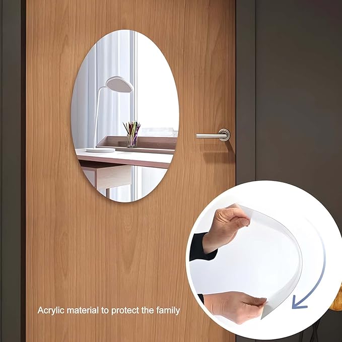 Oval Shape Acrylic Mirror -Modern Wall Mirror for Bathroom, Ktichen