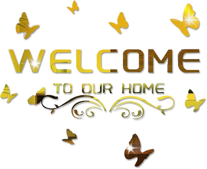 Welcome With Butterflies Wall Mirror – Acrylic Mirror For Home Decor