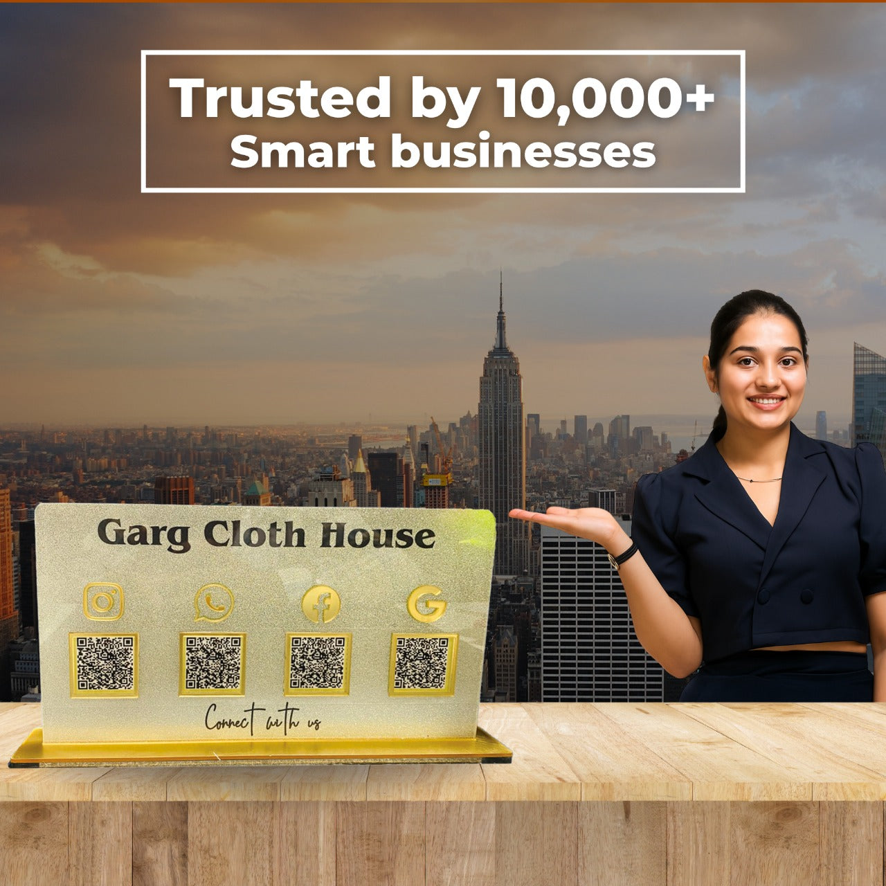 3-in-1 Golden Frosted QR Standee with Payment QR