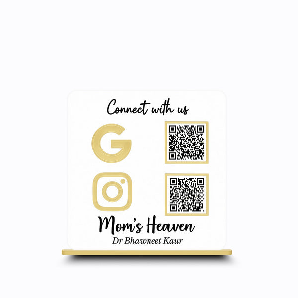 White Acrylic QR Code Stand Premium Cafe Restaurant UAE