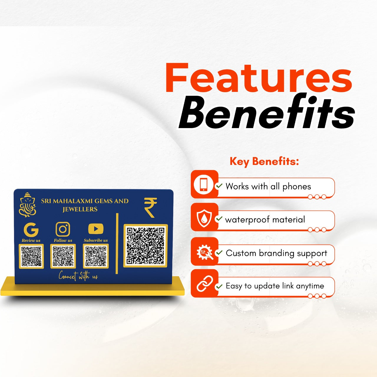 3-in-1 Blue Colour QR Standee with Payment QR