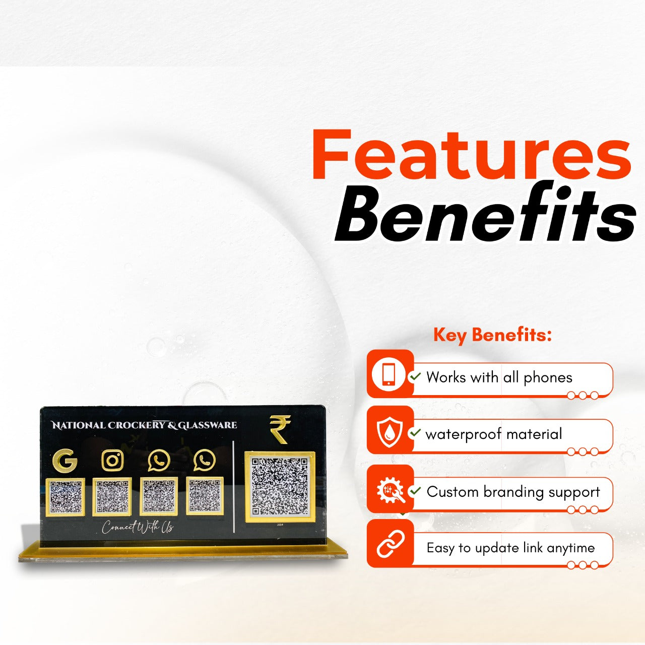 4-in-1 Black Horizontal Standee with Payment QR