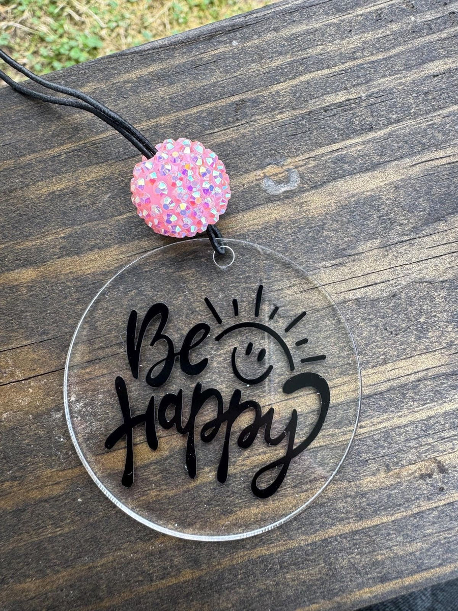 "Be Happy" Shimmering Sunshine Car Hanging – Iridescent Charm