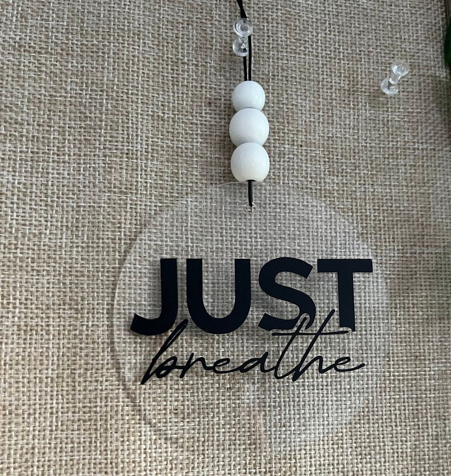 "Just Breathe" Minimalist Zen Car Hanging – Mindfulness Charm