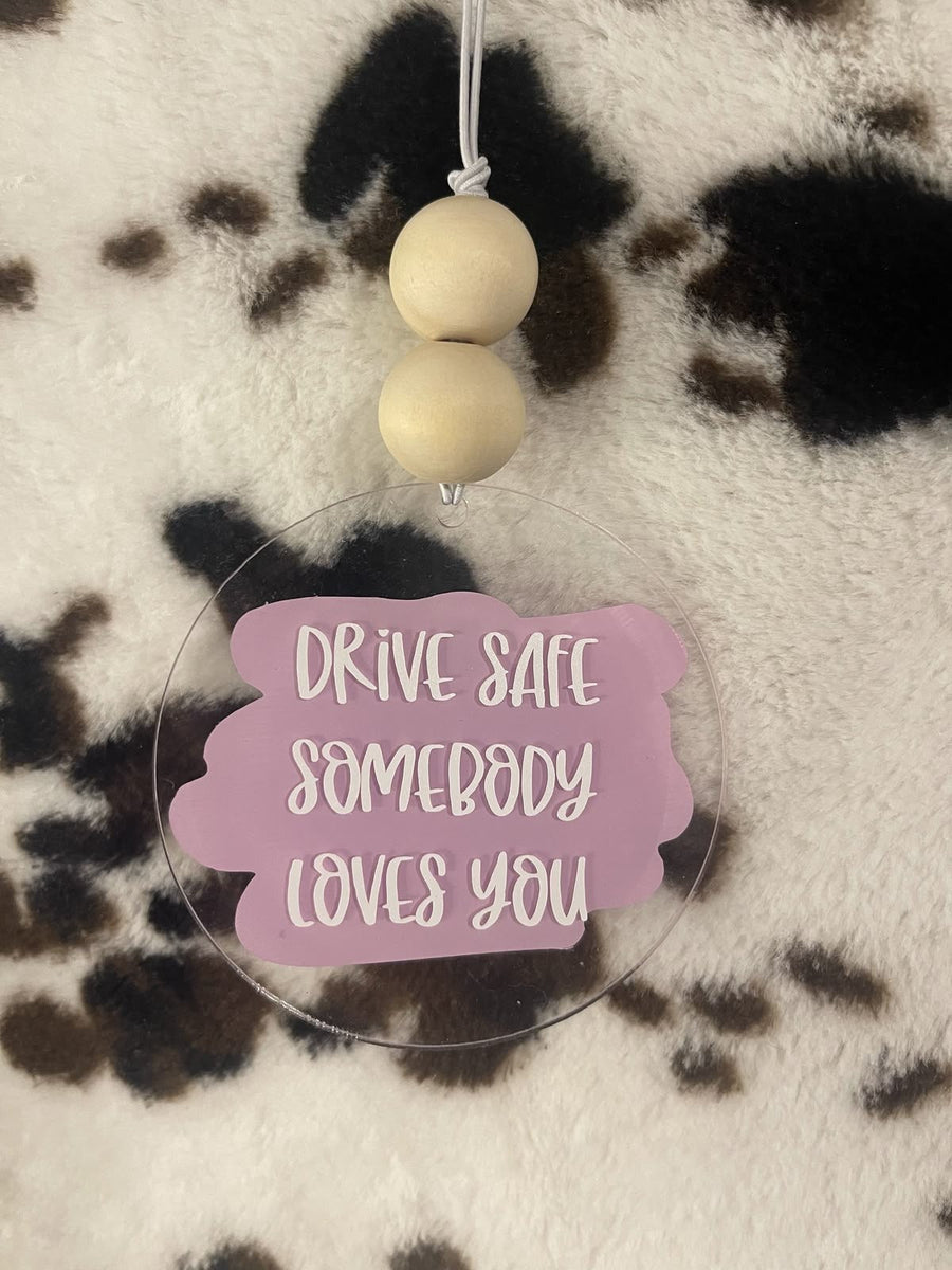 "Drive Safe" Lavender Aesthetic Car Hanging – Heartfelt Charm