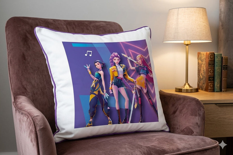 KPop Demon Girl Group Decorative Throw Pillow for Sofa, Bedroom and Living Room