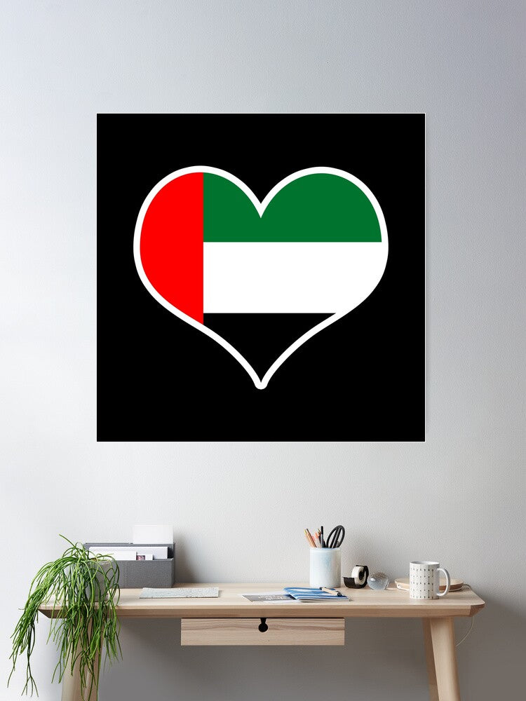 UAE National Day Large Acrylic Wall Flag – Heart Shape!