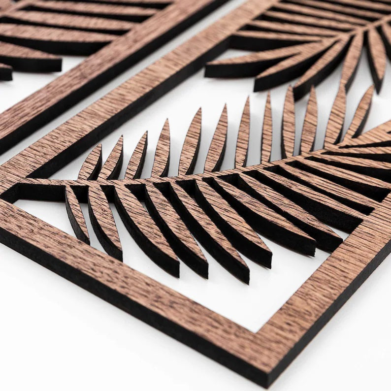 leaf  geometric wooden wall art