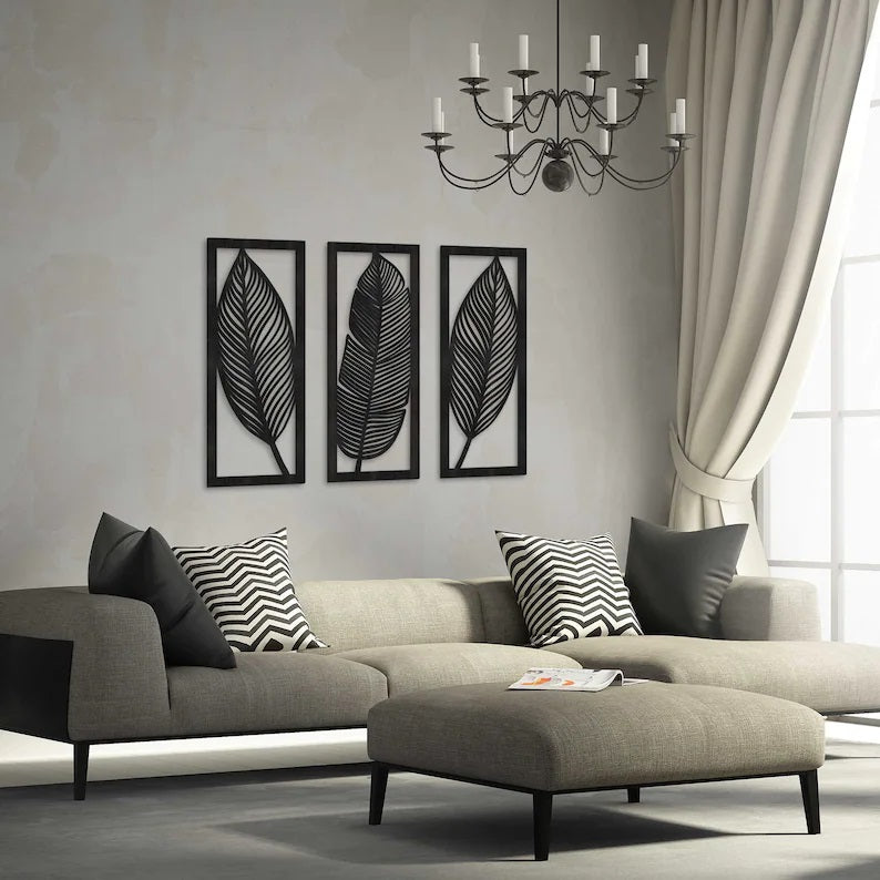 leaf  geometric wooden wall art