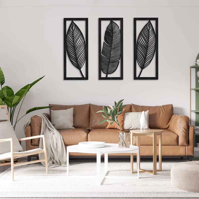 leaf  geometric wooden wall art