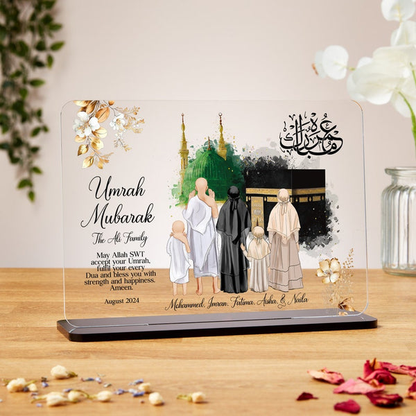 Personalised Umrah Mubarak gifts, acrylic plaque, Islamic Gifts