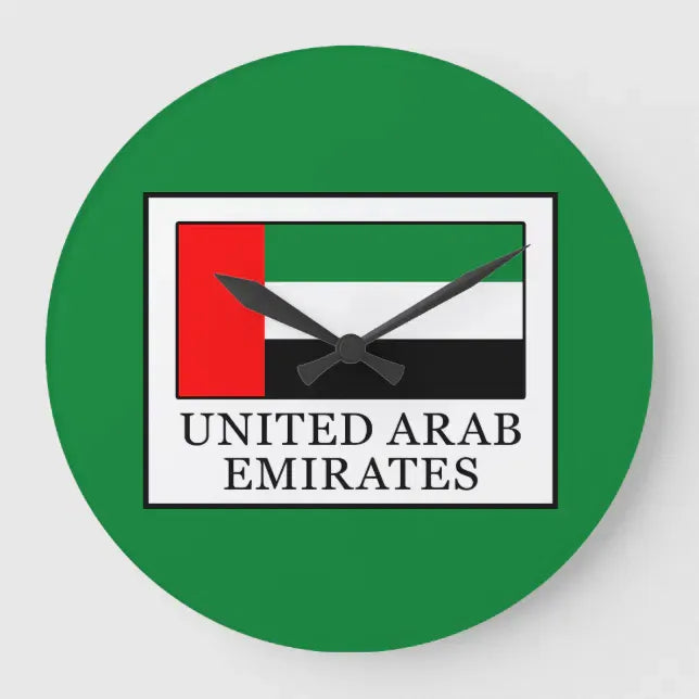 UAE Flag Green Round Wall Clock | National Day Wall Decor