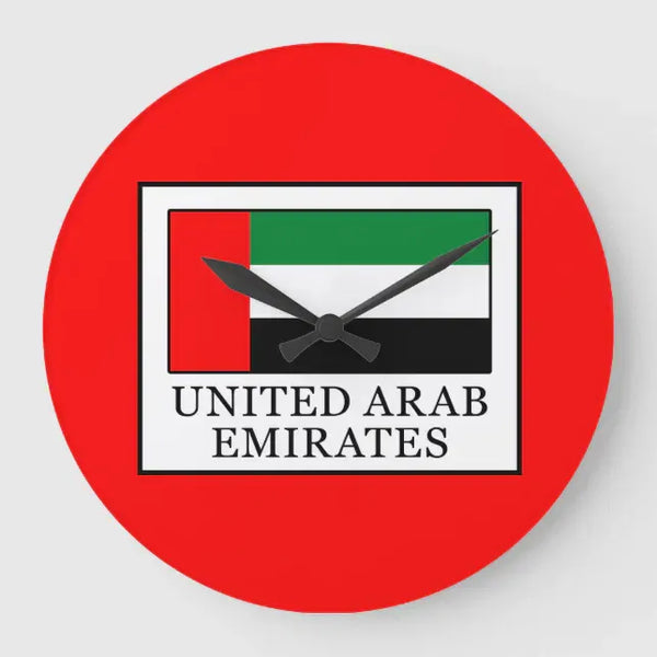 UAE Flag Red Round Wall Clock | National Day Wall Decor