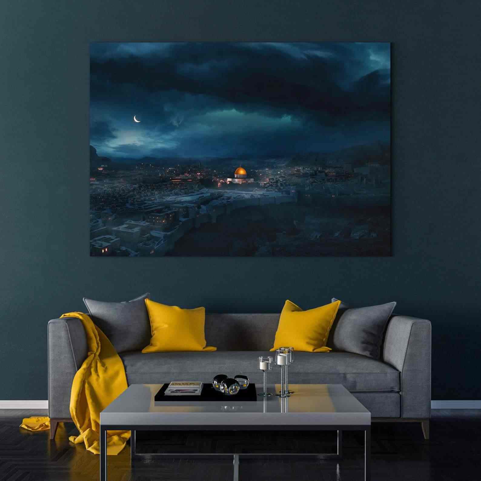 Masjid Al Aqsa Night View - Islamic Wall Art Canvas Print