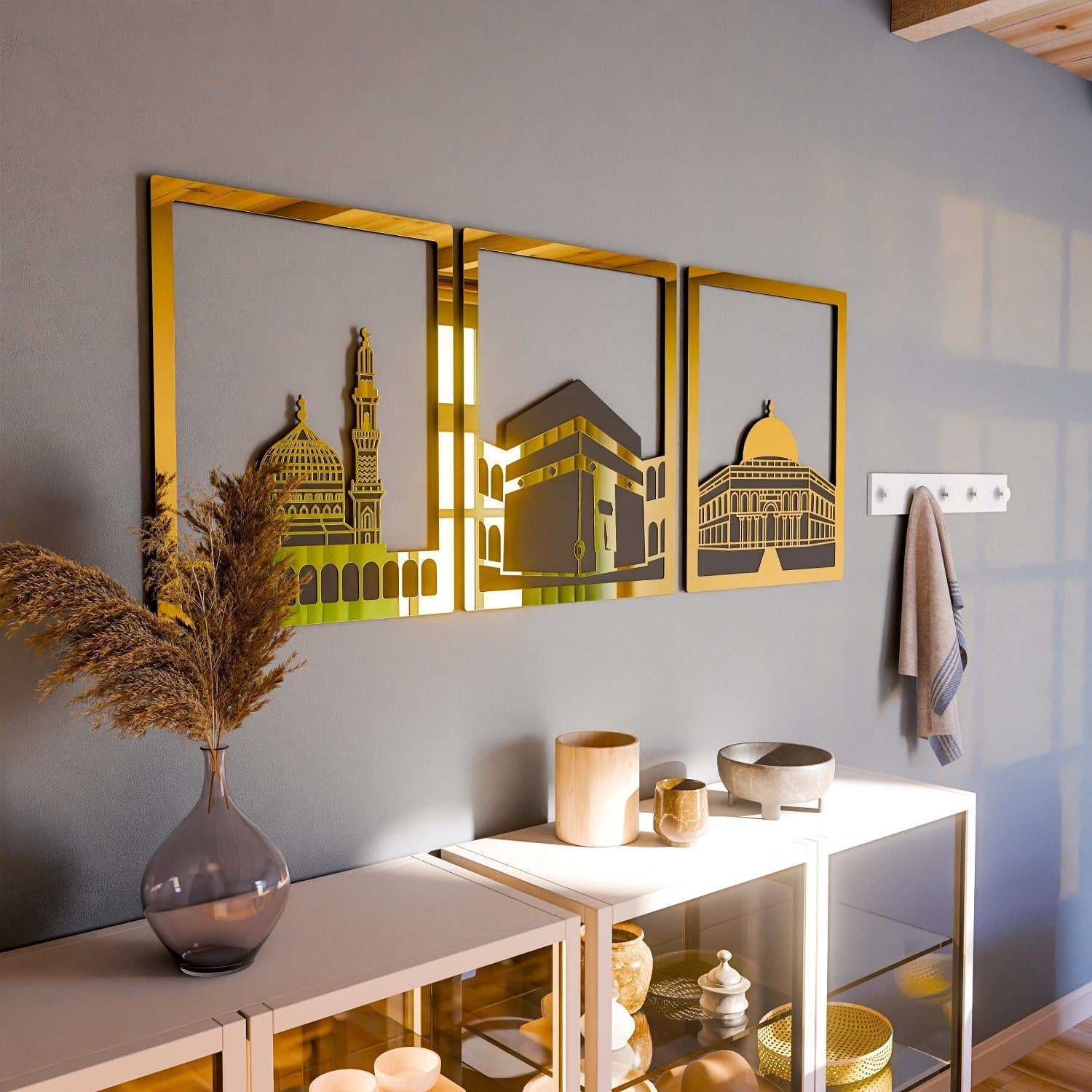 Masjid Al-Haram Islamic Wall Art Kaaba Masjid An-Nabawi Masjid Al Aqsa - Acrylic Wood Wall Art