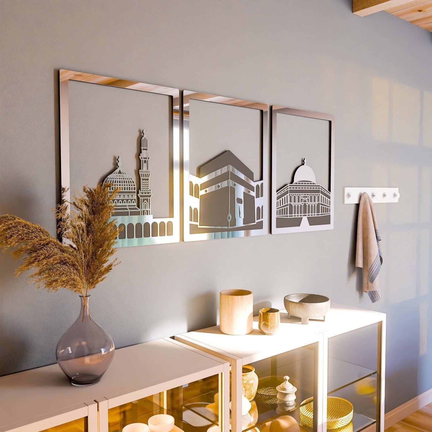 Masjid Al-Haram Islamic Wall Art Kaaba Masjid An-Nabawi Masjid Al Aqsa - Acrylic Wood Wall Art