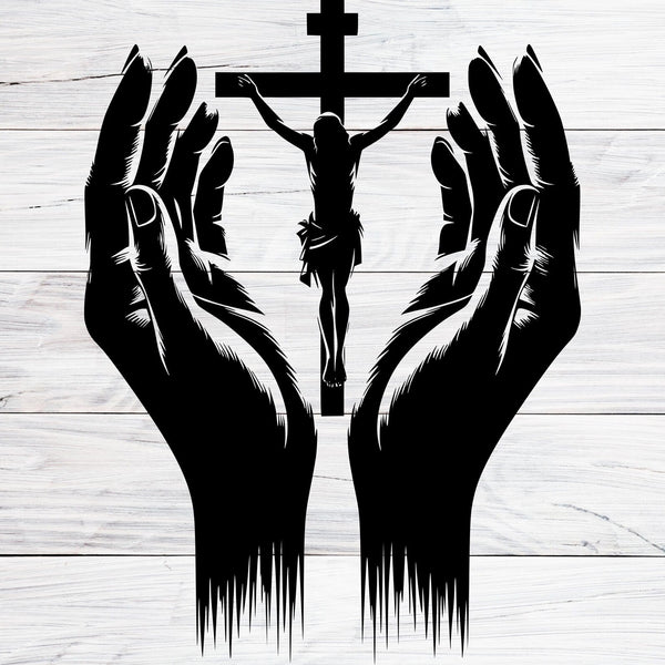 Jesus Christ & Praying Hands – - Christmas & Baptism – For Church or Home Decal