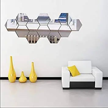 Hexagon Style Acrylic Mirror – Modern Home Decoration [13 pieces]
